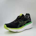 asics gel nimbus black white green